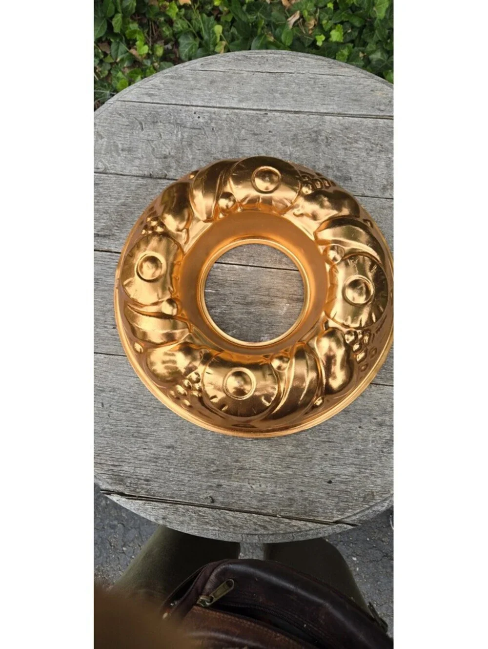 Vintage Copper Tone Fruit Wreath Cake Jello Mold Wall Hanging Decor 13